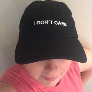 Black and white baseball cap- I don’t care